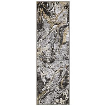 Modern Abstract Synthetic Wool Rug, Washable, Non-Slip, Short-Pile, Collapsible Carpet for Bedroom