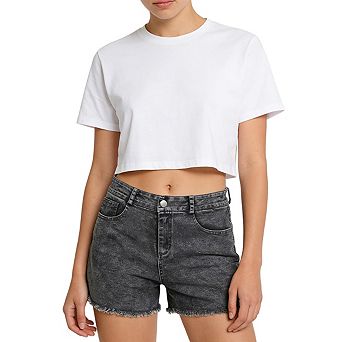 Women's Denim Shorts Frayed Hem High Rise Waist Casual Shorts