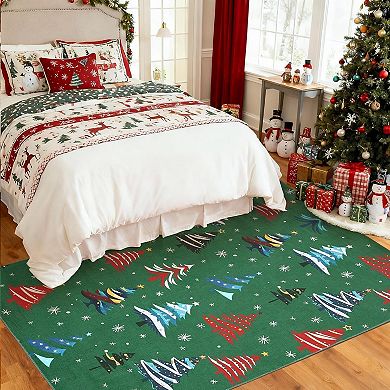 Soft Holiday Area Rug,Non-Slip Backing,Low-Pile