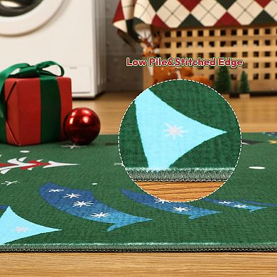 Soft Holiday Area Rug,Non-Slip Backing,Low-Pile