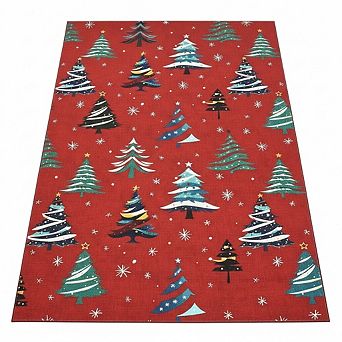 Soft Holiday Area Rug,Non-Slip Backing,Low-Pile