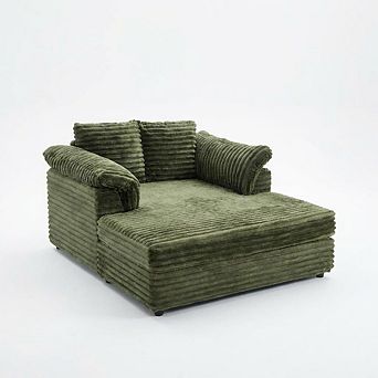Oversized Chaise Lounge Chair, Comfy Corduroy Lounge Sofa with Wide Armrest Pads for Living Room