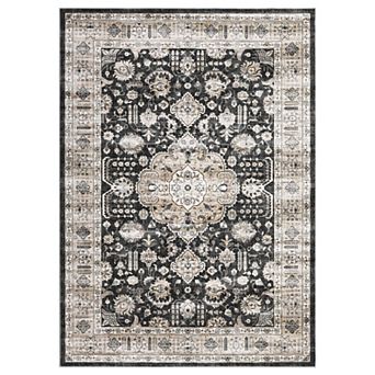 Washable Rug Oriental Floral Distressed Carpet Retro Non Slip Backing Throw Carpet
