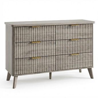 Dresser with 6 Deep Drawers, Chest of Drawers, Wooden Dresser TV Stand, for Living Room