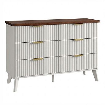 Dresser with 6 Deep Drawers, Chest of Drawers, Wooden Dresser TV Stand, for Living Room