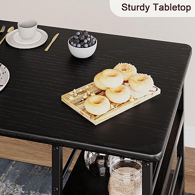 Dining Table and Chairs 3-Piece Bar Table with 2 PU Cushioned Stools, Space-Saving Dining Set