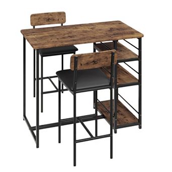 Kitchen Table Set, Dining Table Set for 2 with Open Storage Shelves, Pub Table and Chairs Set