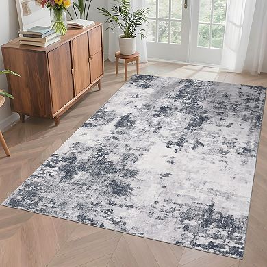 Washable Rug Non Slip Modern Abstract Rug Foldable Indoor Carpet, Soft Contemporary Floor Cover
