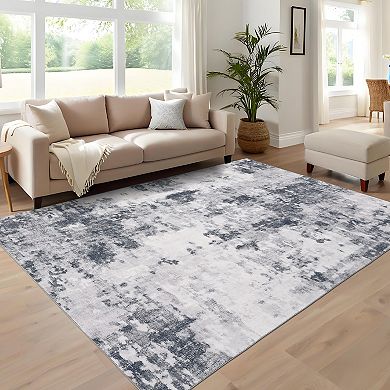 Washable Rug Non Slip Modern Abstract Rug Foldable Indoor Carpet, Soft Contemporary Floor Cover