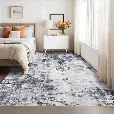 Washable Rug Non Slip Modern Abstract Rug Foldable Indoor Carpet, Soft Contemporary Floor Cover
