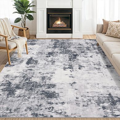 Washable Rug Non Slip Modern Abstract Rug Foldable Indoor Carpet, Soft Contemporary Floor Cover