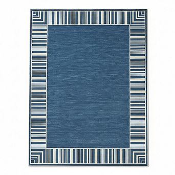 Striped Bordered Rug,Washable Patio Rug,Modern Striped Area Rug,Non Slip Low Pile