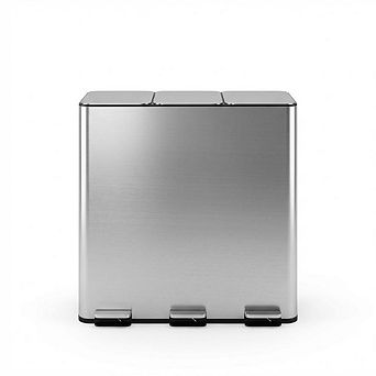 3 Compartment Trash Can, Fingerprint Removable Buckets,Stainless Steel Trash Can