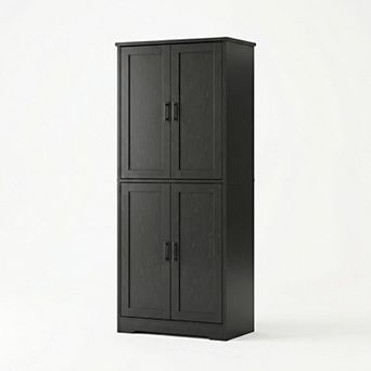 70" Tall Kitchen Pantry Cabinet, Adjustable Shelves, Wooden Coffee Bar Cabinet for Living Room