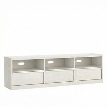 70" Mid Century Modern TV Stand, Sliding Barn Doors & Storage Drawer, Fits TVs up to 85"