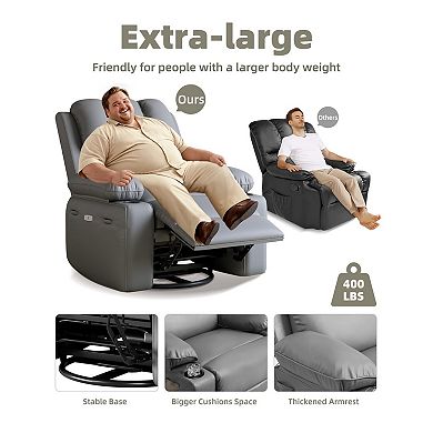 Swivel Rocker Recliners with Heat and Massage, 90° - 150° Adjustable, 360° Swivel, Side Pockets