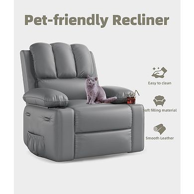 Swivel Rocker Recliners with Heat and Massage, 90° - 150° Adjustable, 360° Swivel, Side Pockets