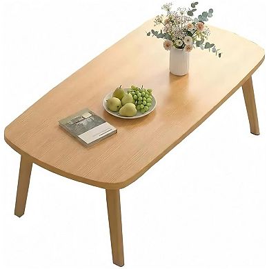 Wooden Folding Coffee Table, Foldable Laptop Table Low Study Table for Small Spaces Sitting
