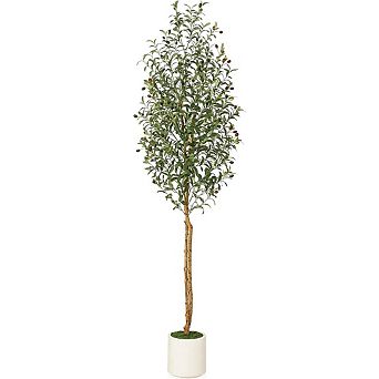 Artificial Olive Trees, Decorative Tall Fake Tree with Planter, Faux Olive Branch