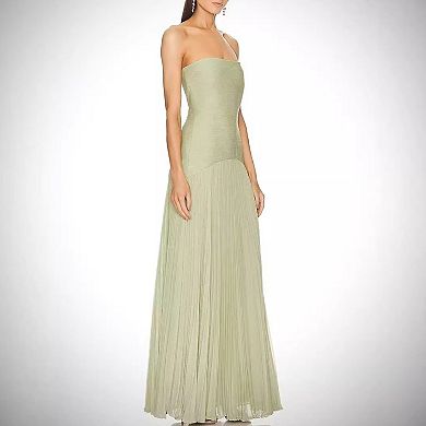 Women's Strapless Formal Maxi Dress Evening Gown Fitted Bodice Wedding Guest & Special Occasions