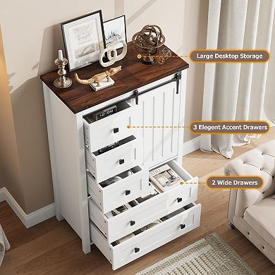 ANIXOL Tall Dresser with Drawers and Cabinet