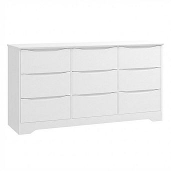 Wooden Dresser with 9 Drawers, Closet with Deep Storage, Large Chest of Drawers for Living Room