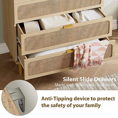 ANIXOL Rattan 5 Drawer Dresser