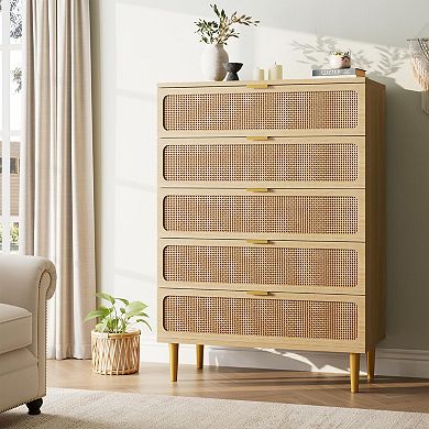 ANIXOL Rattan 5 Drawer Dresser