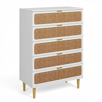 ANIXOL Rattan 5 Drawer Dresser