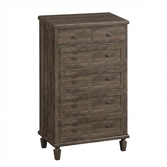 Vintage 6-Drawer Dresser with Tapered Legs, Tall Wooden Chest for Bedroom, Living Room, or Entryway