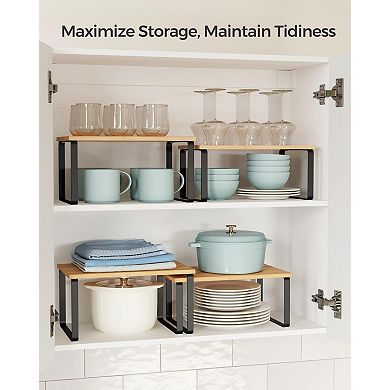 Stackable Expandable Cabinet Organizer Shelf Metal Wood Spice Rack