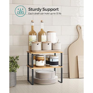 Stackable Expandable Cabinet Organizer Shelf Metal Wood Spice Rack