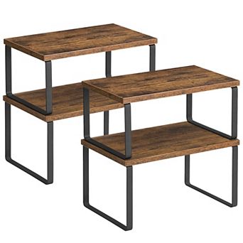 Stackable Expandable Cabinet Organizer Shelf Metal Wood Spice Rack