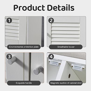 Trikiousd Shoe Storage Bench with 2 Door Cabinet & Cushion & Adjustable Shelves