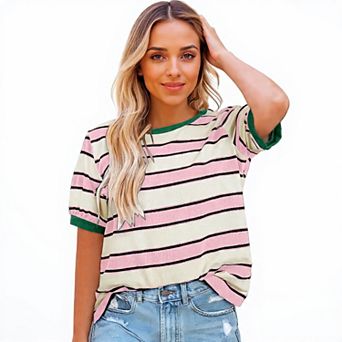 Women's Casual Crewneck Striped T-Shirt