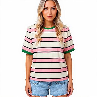 Women's Casual Crewneck Striped T-Shirt