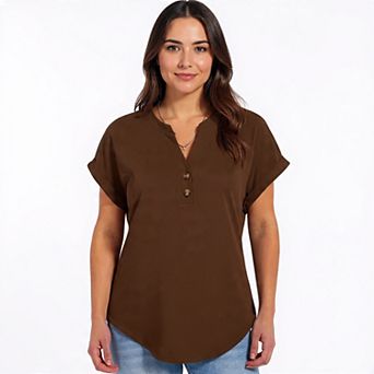 Summer Henley V-Neck Top for Women