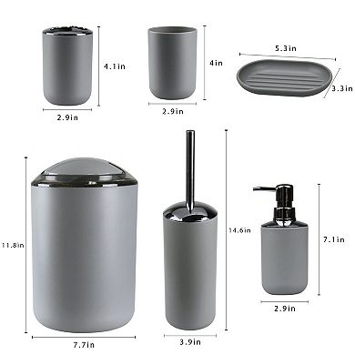 Bathroom Accessories Set Tray Toilet Brush Trash Can Decor Housewarming Gift