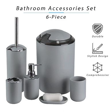 Bathroom Accessories Set Tray Toilet Brush Trash Can Decor Housewarming Gift
