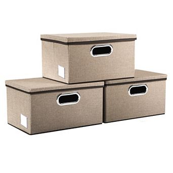 Foldable Jute Storage Boxes with Lids