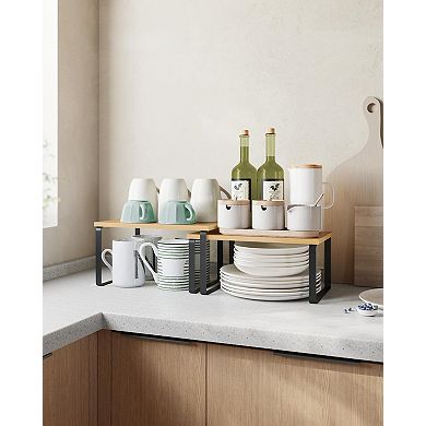 Stackable Expandable Cabinet Organizer Metal Wood Spice Rack