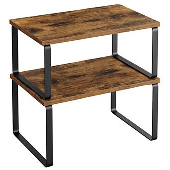 Stackable Expandable Cabinet Organizer Metal Wood Spice Rack