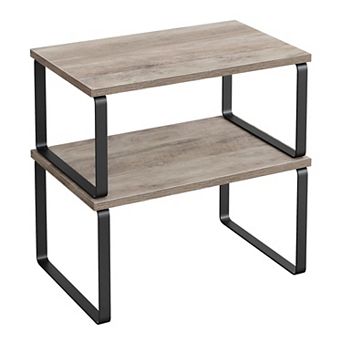 Stackable Expandable Cabinet Organizer Metal Wood Spice Rack