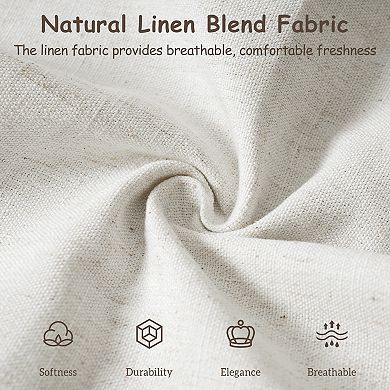 Pnronnc Linen Fabric Upholstered Bed King Size Platform Bed with Thick Headboard, Solid Wood Legs