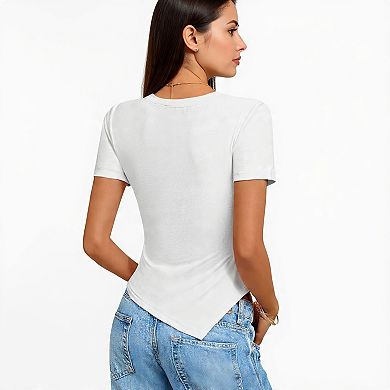 Women's Short Sleeve Ruched Casual Blouse