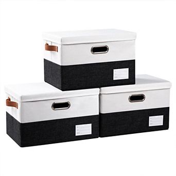 Foldable Linen Storage Boxes with Lids Collapsible Organizer Bins
