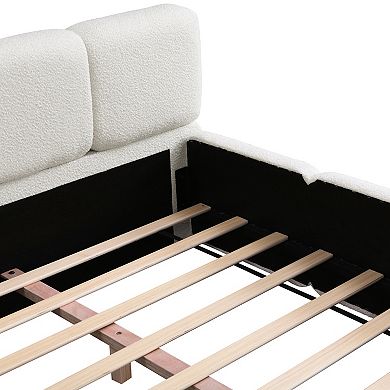 Pnronnc Upholstered Platform Bed Block Style Grounded Bed with Thick Headboard Lowprofile Floor Bed