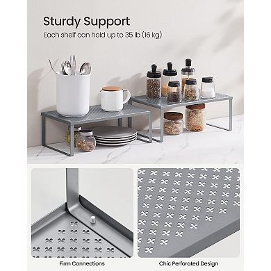 Metal Stackable Expandable Cabinet Countertop Spice Organizer Rack