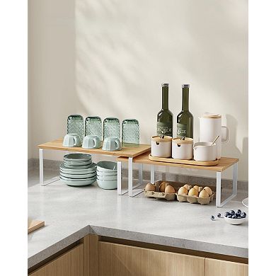 Stackable Expandable Cabinet Organizer Shelf Metal Wood Spice Rack