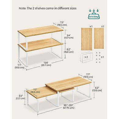 Stackable Expandable Cabinet Organizer Shelf Metal Wood Spice Rack